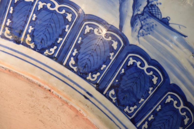Large Blue and White Hibachi Urn Width:525mm - Image 3