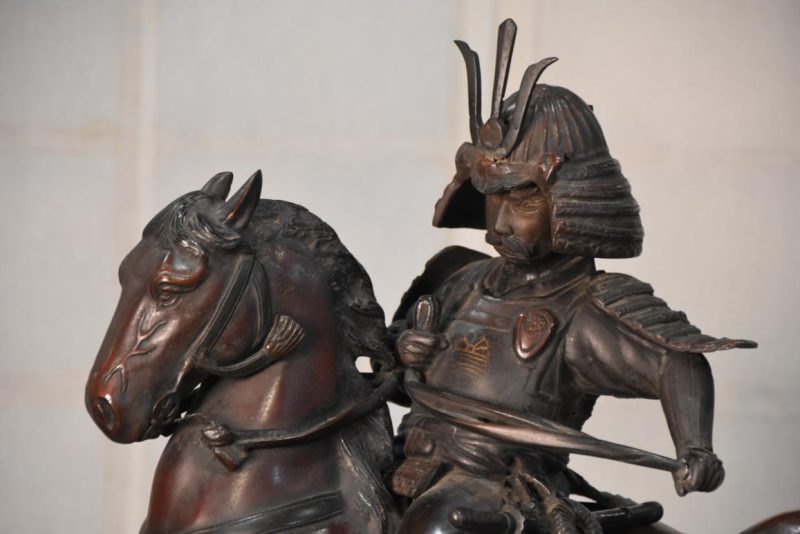 Vintage Bronze Samurai on Horse Back Statue Width:540mm - Image 8