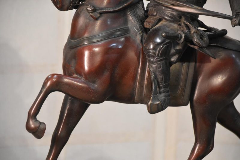 Vintage Bronze Samurai on Horse Back Statue Width:540mm - Image 7