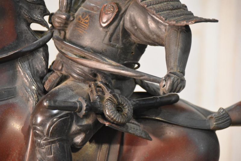 Vintage Bronze Samurai on Horse Back Statue Width:540mm - Image 5