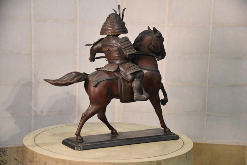 Vintage Bronze Samurai on Horse Back Statue Width:540mm - Image 4