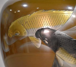 Japanese Bronze Koi Vase Width:240mm