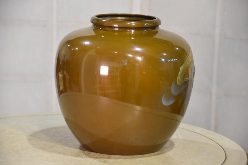 Japanese Bronze Koi Vase Width:240mm - Image 10