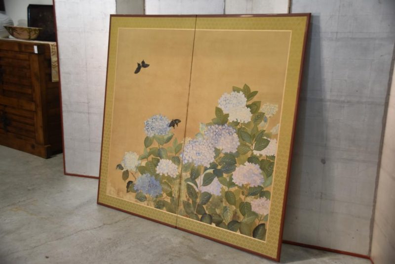 Vintage Japanese Hydrangeas and Butterflies Screen Width:1620mm's - Image 7