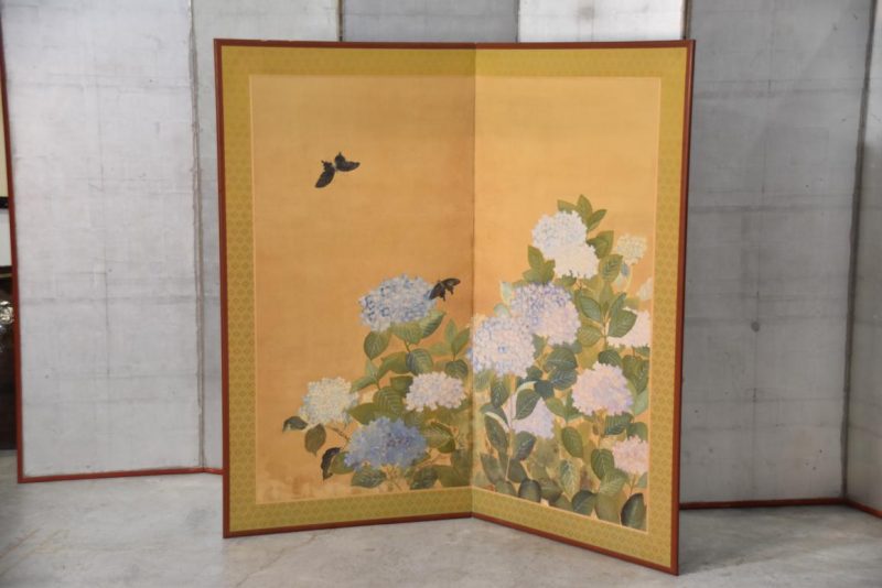 Vintage Japanese Hydrangeas and Butterflies Screen Width:1620mm's - Image 4