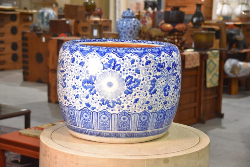 Antique Japanese Blue and White Porcelain Hibachi Width:440mm