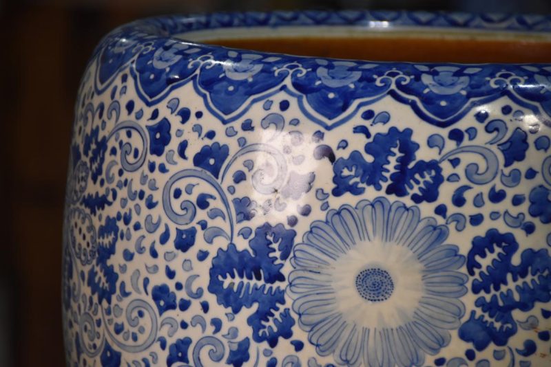 Antique Japanese Blue and White Porcelain Hibachi Width:440mm - Image 2
