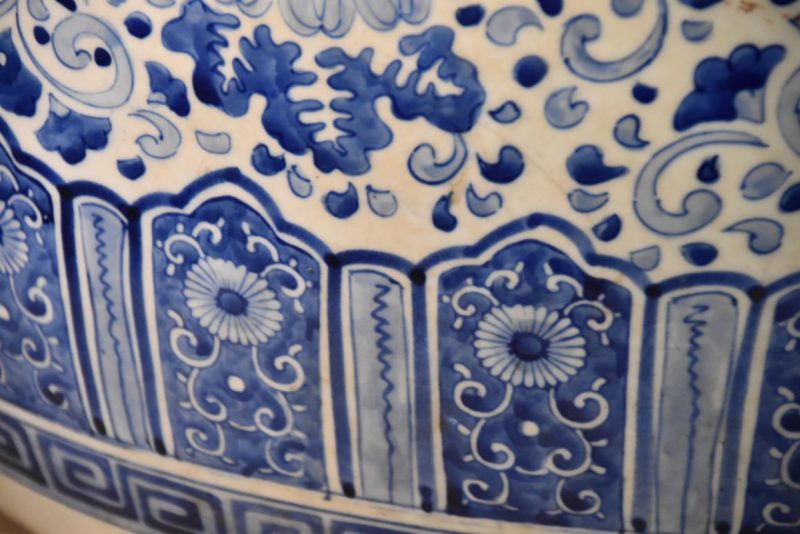 Antique Japanese Blue and White Porcelain Hibachi Width:440mm - Image 4