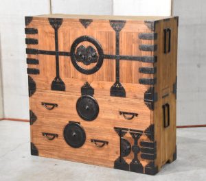 Antique Japanese Kannon Biraki Isho Tansu Clothing Chest 2 Sections Width:1120mm