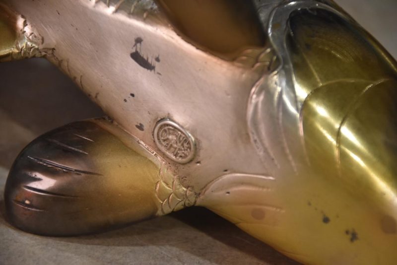 Pair of Signed Bronze Koi Okimono Width:300mm - Image 4