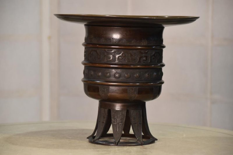 Enshu Usabata Bronze Vase Width:235mm - Image 6