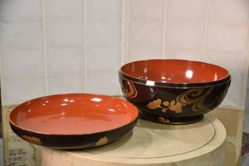 Japanese Maki-E Lacquer Lidded Bowl Width:390mm - Image 6