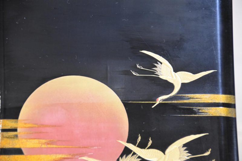 Japanese Cranes and Rising Sun Maki-E Writing Box Width:245mm - Image 8
