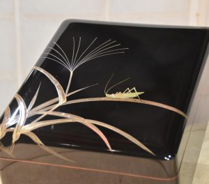 Vintage Japanese Lacquered Letter Box with a Grasshopper Width:305mm