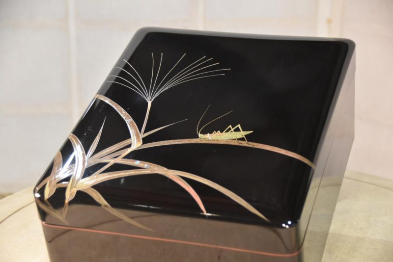 Vintage Japanese Lacquered Letter Box with a Grasshopper Width:305mm