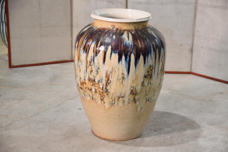 Large Shigaraki Pottery Drip Glaze Tsubo Urn Height:800mm