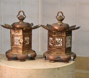 Pair of Temple Hanging Lanterns Width:300mm Each