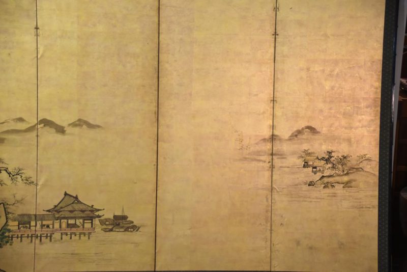 Sumi-E (Ink Brush) Landscape on Gold Leaf Screen Width:3760mm - Image 8