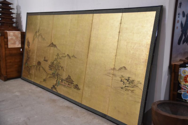 Sumi-E (Ink Brush) Landscape on Gold Leaf Screen Width:3760mm - Image 5