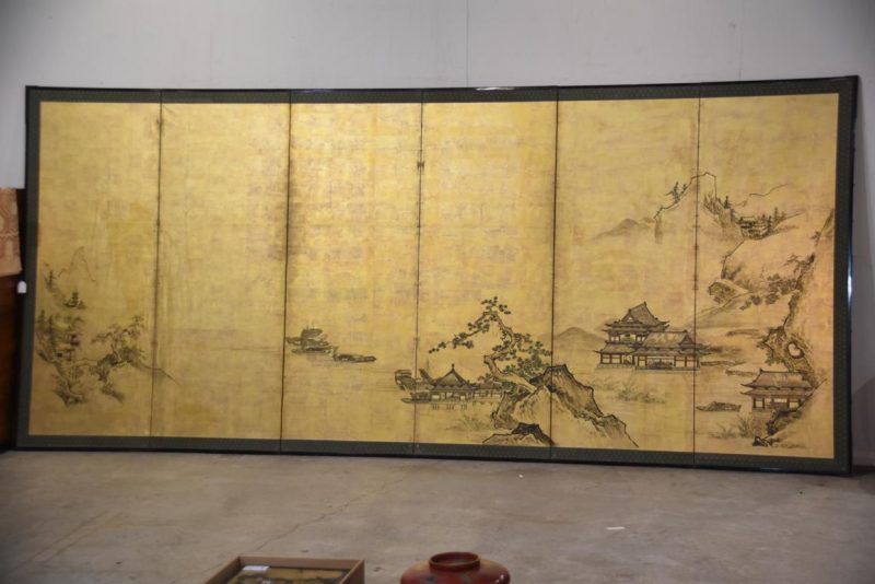 Sumi-E (Ink Brush) Landscape on Gold Leaf Screen Width:3760mm - Image 6