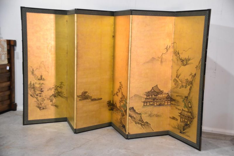 Sumi-E (Ink Brush) Landscape on Gold Leaf Screen Width:3760mm - Image 3