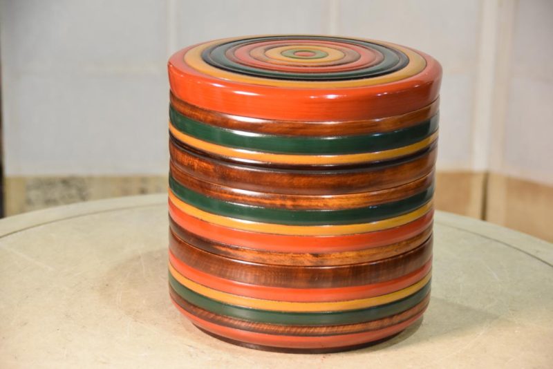 Japanese Spinning Top Design Lidded Container Width:203mm