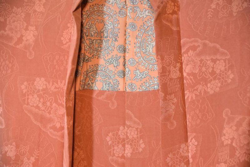 Peach Colour Vintage Silk Jacquard Haori Jacket - Image 5