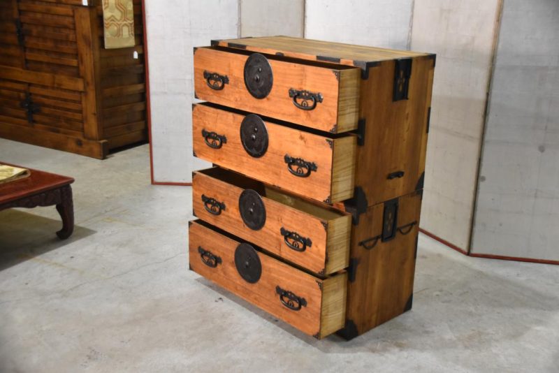 Antique Japanese Clothing Chest 2 Sections Width:900mm - Image 7