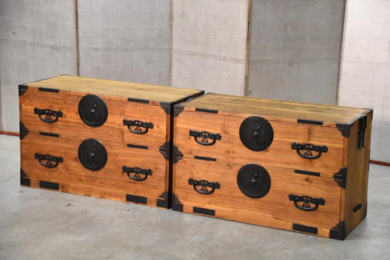 Antique Japanese Clothing Chest 2 Sections Width:900mm - Image 4