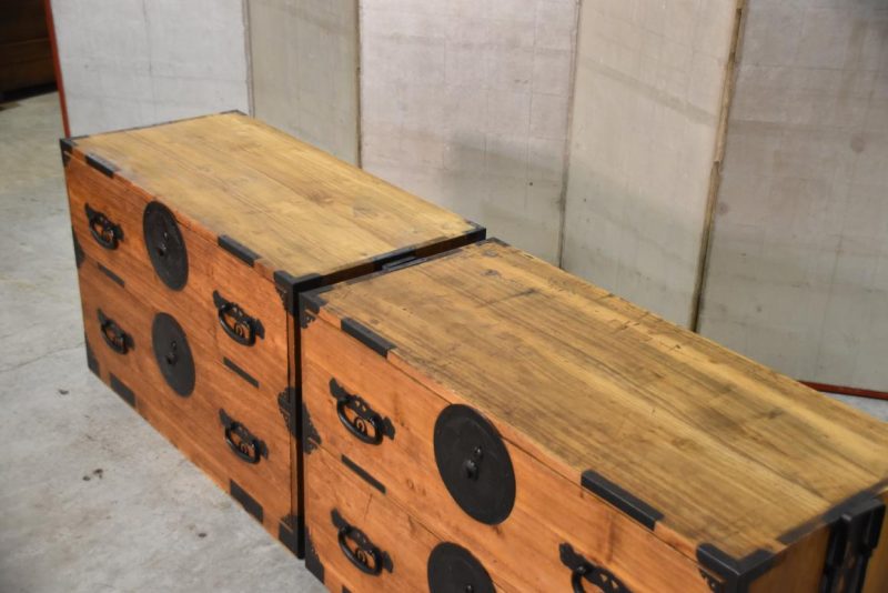 Antique Japanese Clothing Chest 2 Sections Width:900mm - Image 3