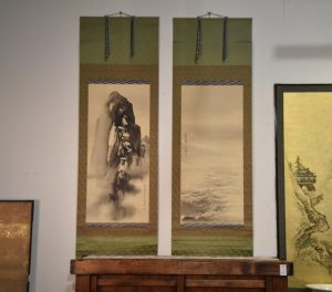 A pair of Sumi-E Ink Brush Scrolls Height:2080mm