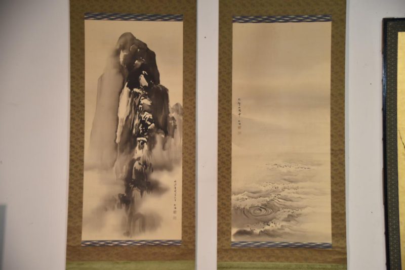 A pair of Sumi-E Ink Brush Scrolls Height:2080mm - Image 2