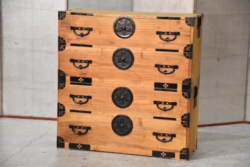 Antique Meiji Period Clothing Chest (2 Sections) Width:1030mm. - Image 14