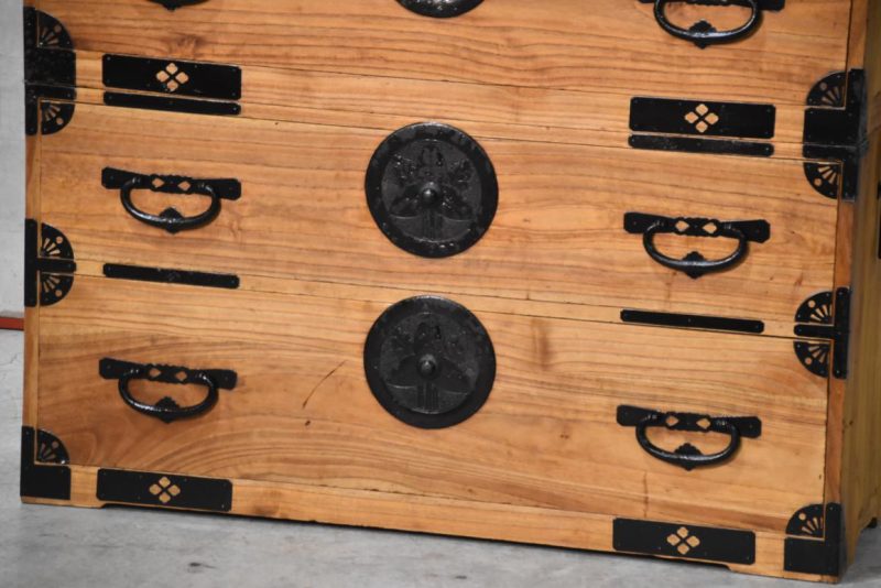 Antique Meiji Period Clothing Chest (2 Sections) Width:1030mm. - Image 12