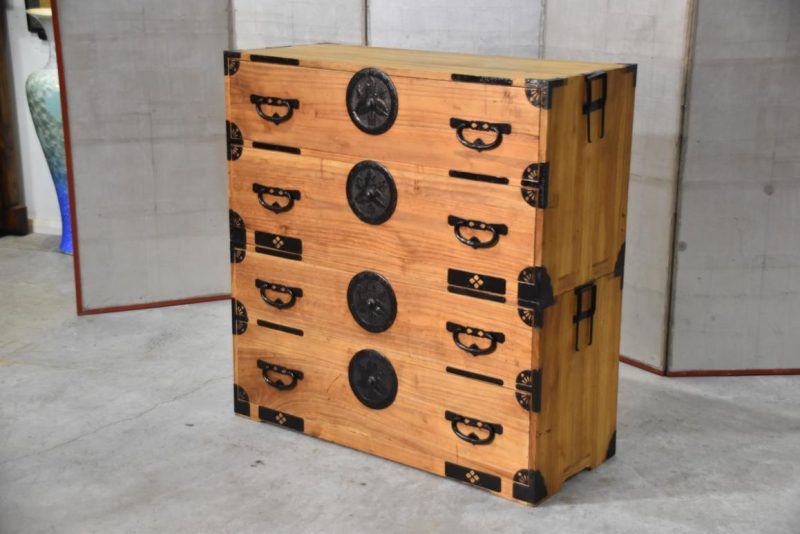 Antique Meiji Period Clothing Chest (2 Sections) Width:1030mm. - Image 11