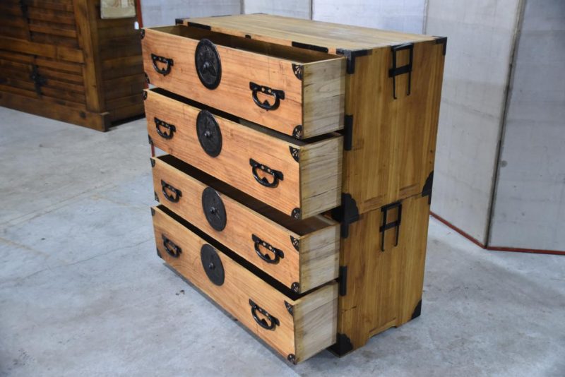 Antique Meiji Period Clothing Chest (2 Sections) Width:1030mm. - Image 7