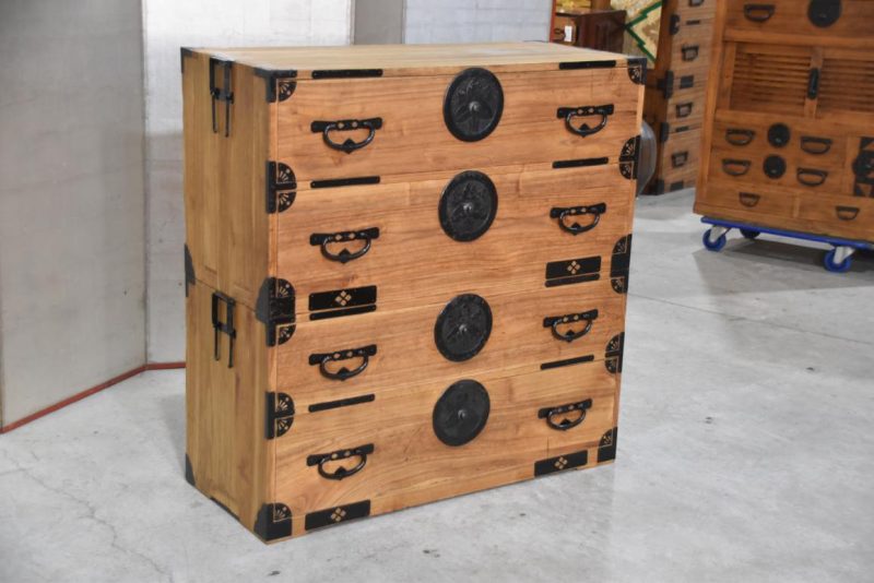 Antique Meiji Period Clothing Chest (2 Sections) Width:1030mm. - Image 3