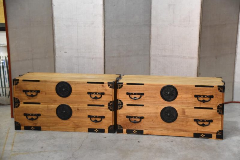 Antique Meiji Period Clothing Chest (2 Sections) Width:1030mm. - Image 2