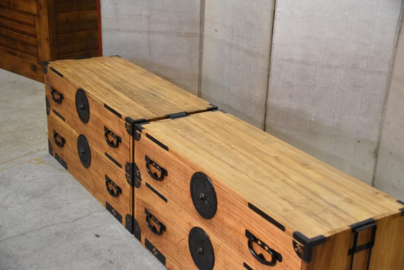 Antique Meiji Period Clothing Chest (2 Sections) Width:1030mm. - Image 15