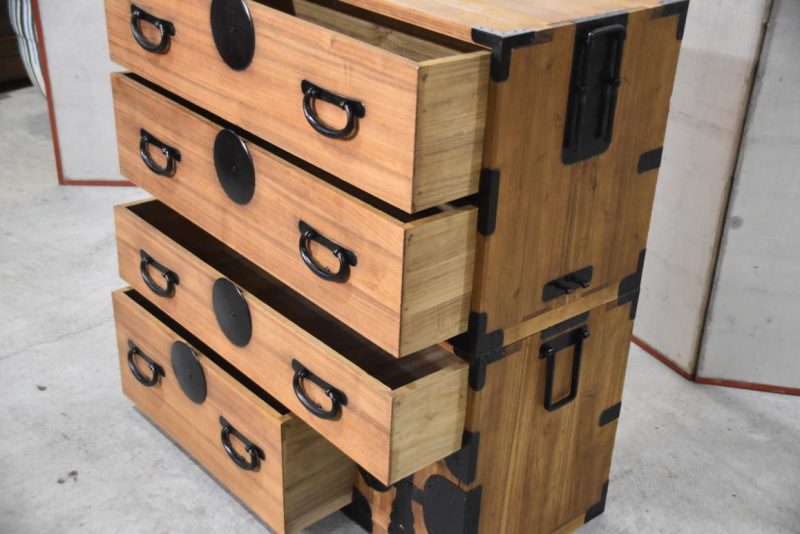 Antique 4 Drawer Clothing Chest (2 Sections) Width:950mm - Image 11