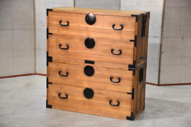 Antique 4 Drawer Clothing Chest (2 Sections) Width:960mm - Image 2