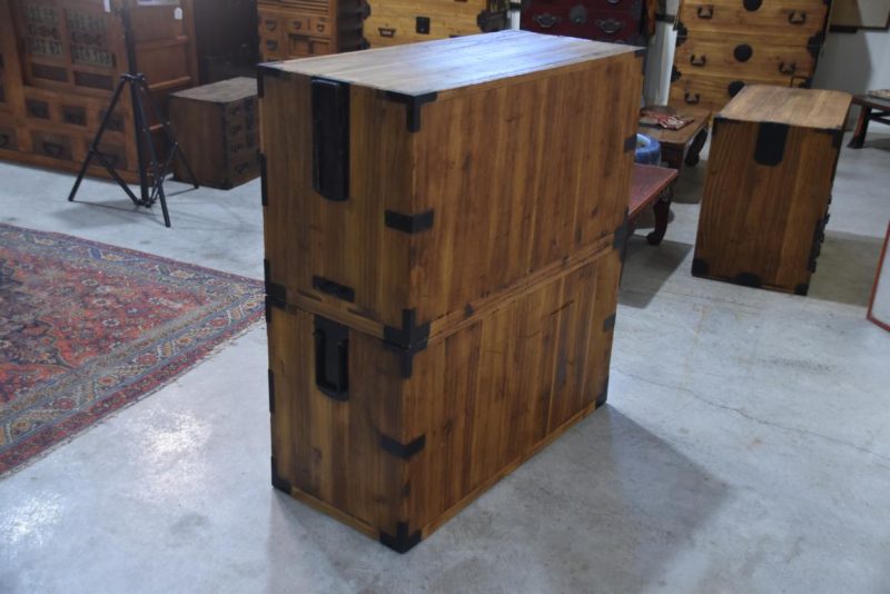 Antique 4 Drawer Clothing Chest (2 Sections) Width:960mm - Image 6