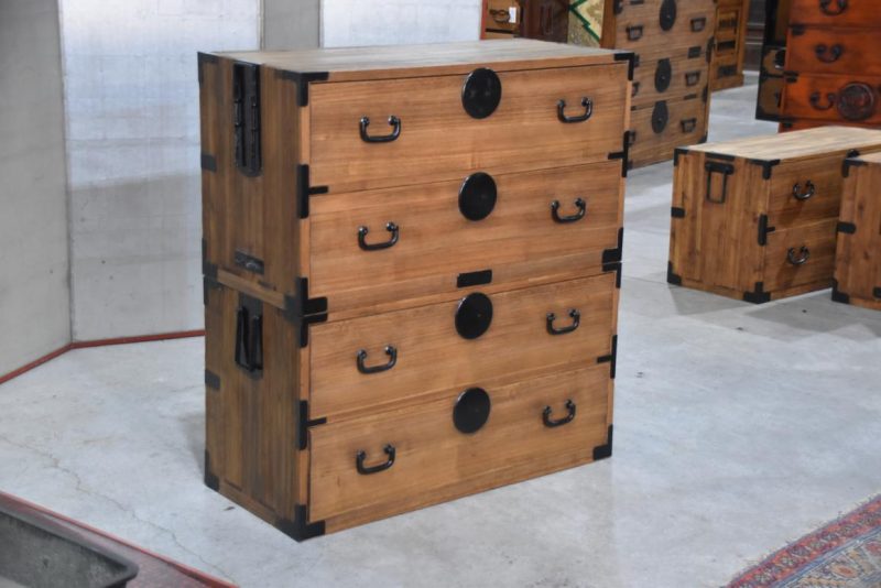 Antique 4 Drawer Clothing Chest (2 Sections) Width:960mm - Image 5