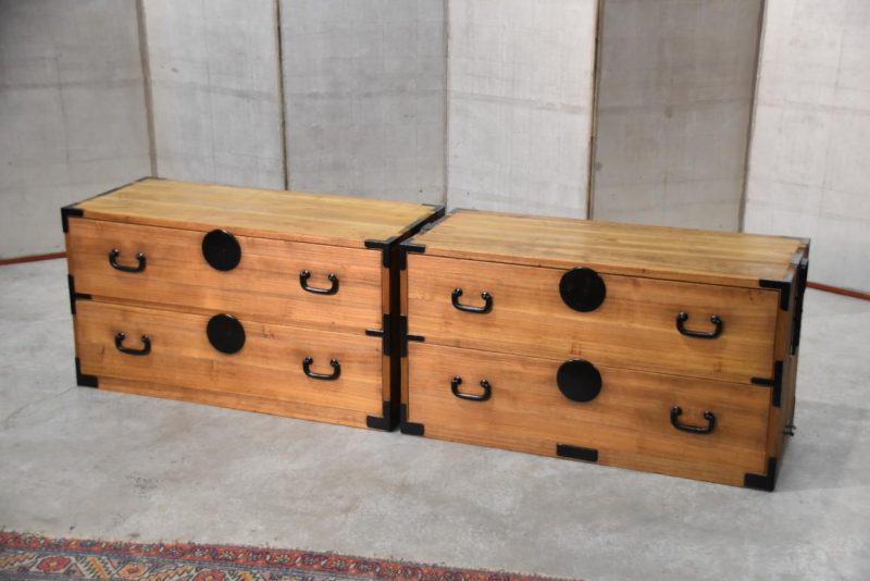 Antique 4 Drawer Clothing Chest (2 Sections) Width:960mm - Image 4