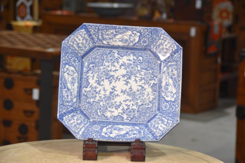 Japanese Blue and White Porcelain Plate Width:290mm