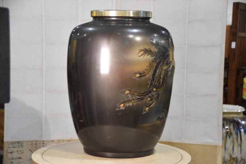 Large Japanese Phoenix Bronze Vase Weight:24.2Kgs - Image 6