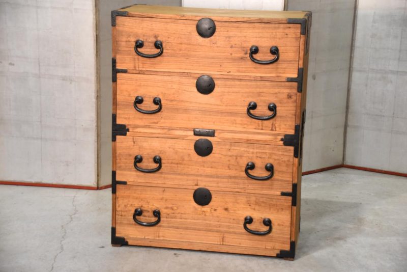 Antique 4 Drawer Clothing Chest (2 Sections) Width850mm - Image 12
