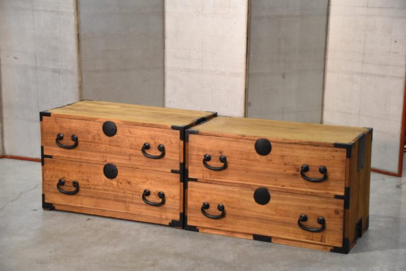 Antique 4 Drawer Clothing Chest (2 Sections) Width850mm - Image 4