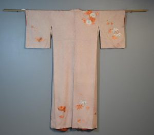 Vintage Silk Shibori Kimono with Embroidery