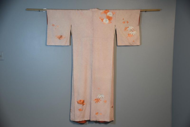 Vintage Silk Shibori Kimono with Embroidery